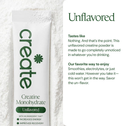 Create Creatine Monohydrate Powder - Creatine Travel Packets, Made with Creapure, 3rd Party Tested & NSF Certified for Sport, 30 Stick Packs, Unflavored - Maple Wellness Supplements