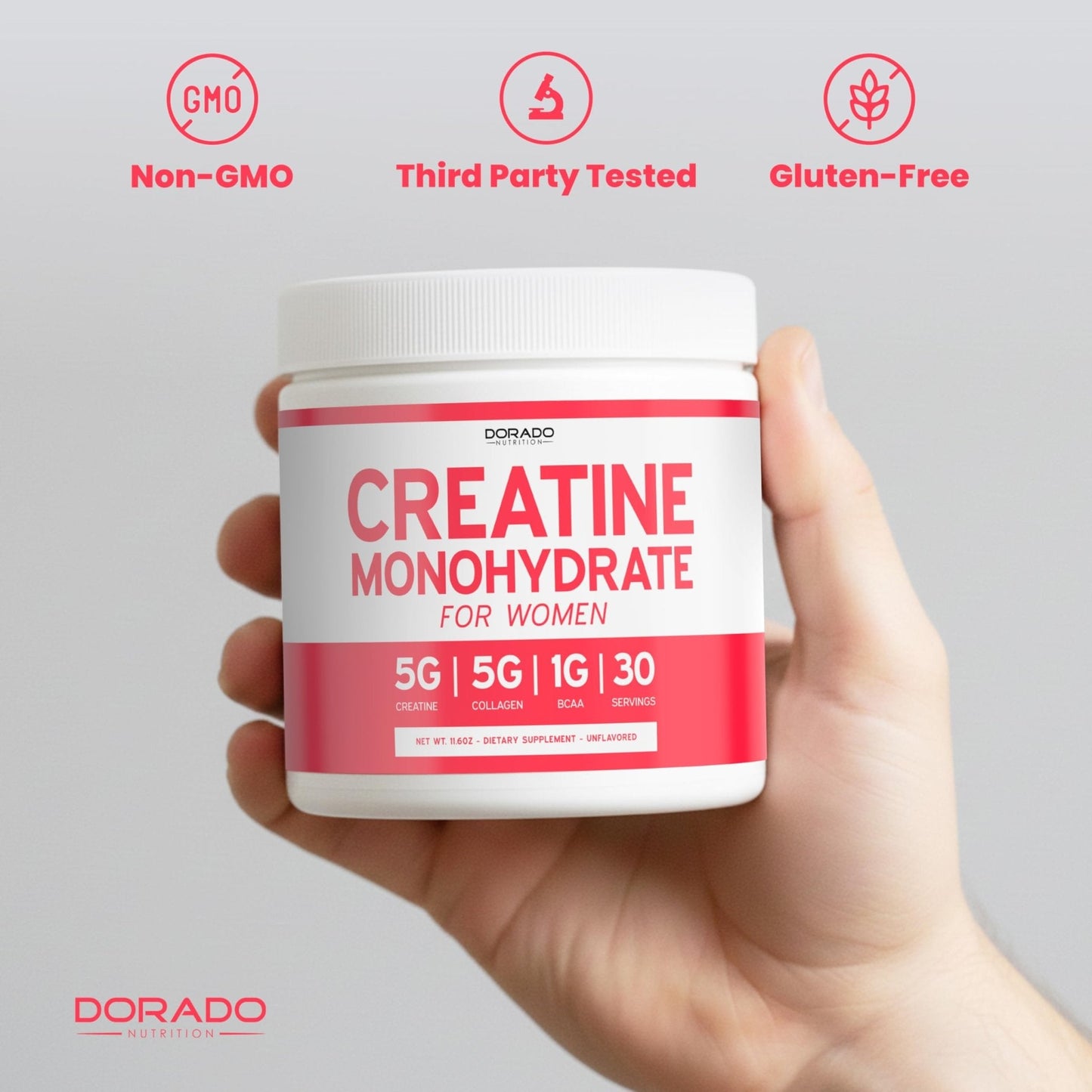 Creatine for Women | Creatine Monohydrate Powder 5G + 5000mg Collagen + 1000mg BCAA 2:1:1 Powder (30 Serving) Support Glutes, Lean Muscles, Recovery, Energy & Stamina Non-GMO, Gluten Free - USA Made - Maple Wellness Supplements