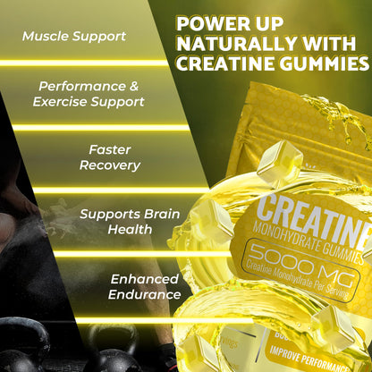 Creatine Gummies 5000mg, 30 Servings Creatine Monohydrate Gummies - Third-Party Tested Creatine for Women, Pineapple Flavor Creatine for Men, Muscle Growth, - Maple Wellness Supplements