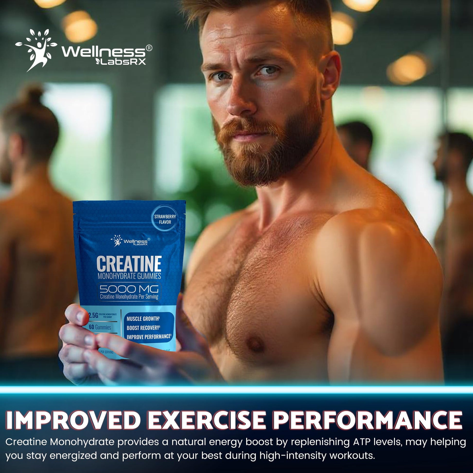 Creatine Gummies 5000mg, 30 Servings Creatine Monohydrate Gummies - Third-Party Tested Creatine for Women, Strawberry Flavor Creatine for Men, Muscle Growth, - Maple Wellness Supplements