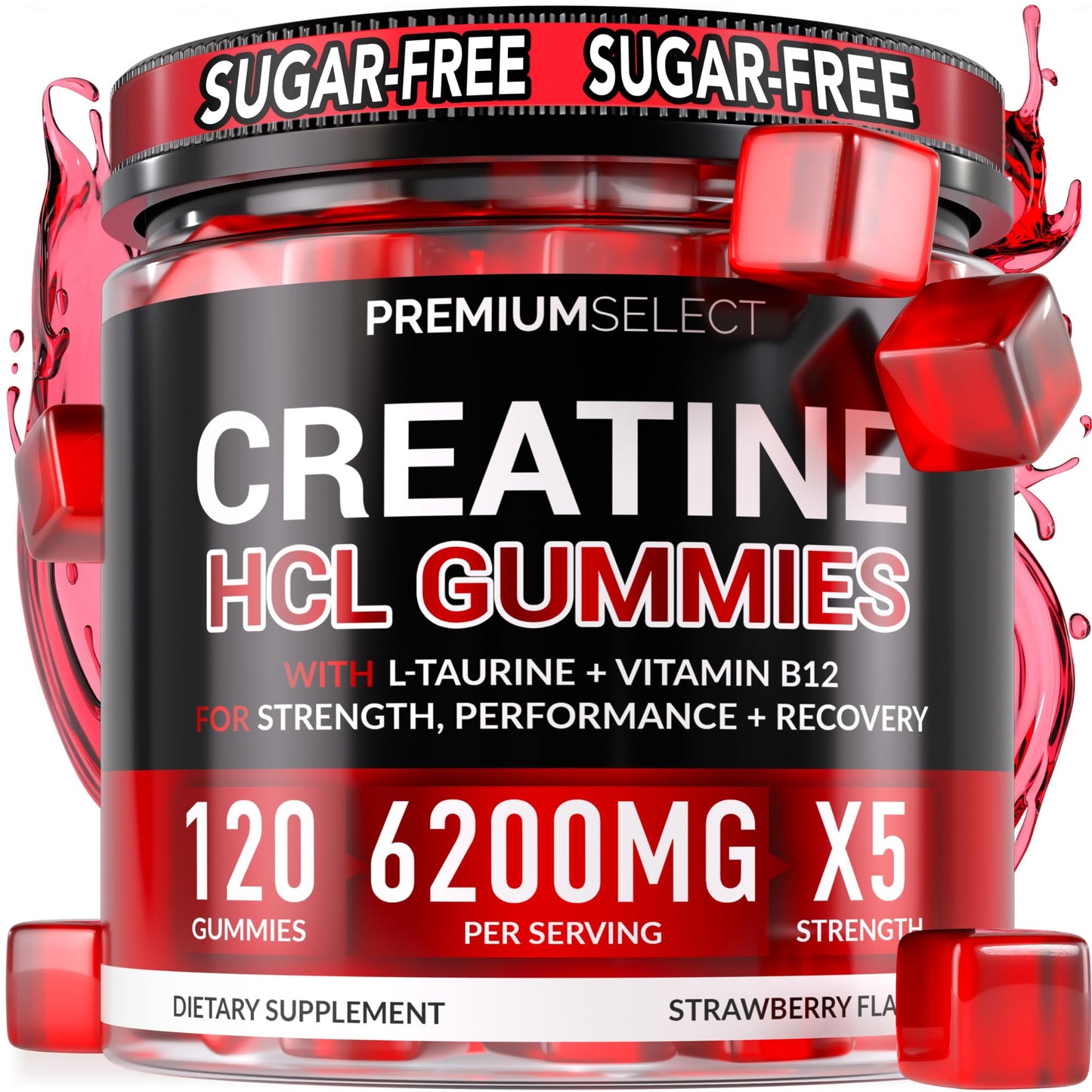 Creatine HCL for Adults 120 Gummies 6200mg - HCL Creatine Advanced Complex with L-Taurine + Vitamin B12 for Men & Women Muscle Strength & Builder, Energy Boost, - Maple Wellness Supplements