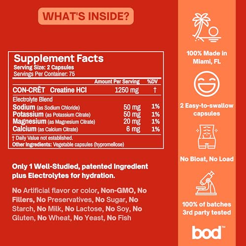 Creatine HCL Pills - Muscle Growth, Endurance, No Bloat, No Load, Not Flavored - Maple Wellness Supplements