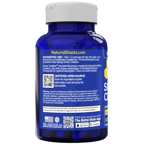 Creatine Monohydrate - 2500mg Creatine Pills - 450mg Fenugreek Extract & 250mg Himalayan Pink Salt - Supports Brain Health, Endurance & Muscle Building - Advanced Absorption Formula - 120 Capsules - Maple Wellness Supplements