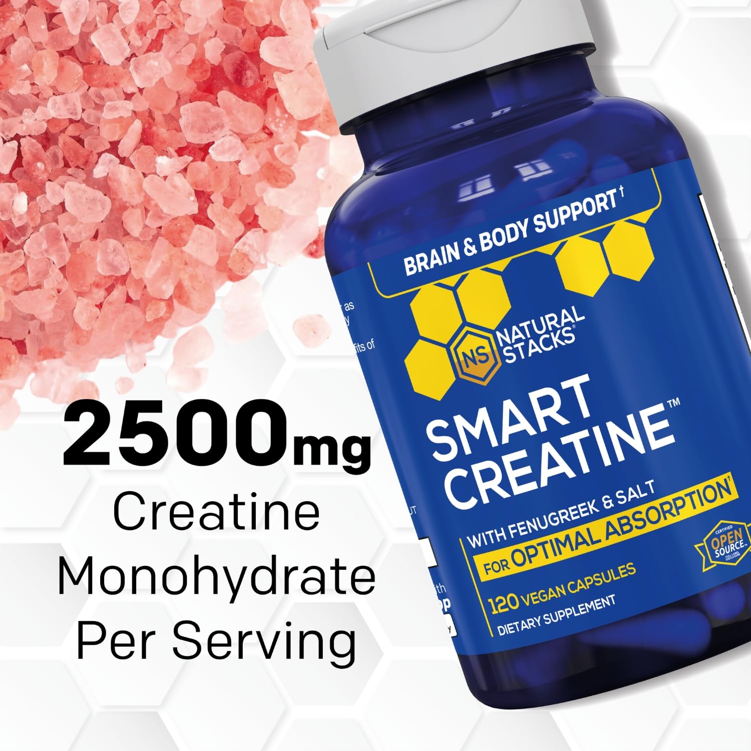 Creatine Monohydrate - 2500mg Creatine Pills - 450mg Fenugreek Extract & 250mg Himalayan Pink Salt - Supports Brain Health, Endurance & Muscle Building - Advanced Absorption Formula - 120 Capsules - Maple Wellness Supplements