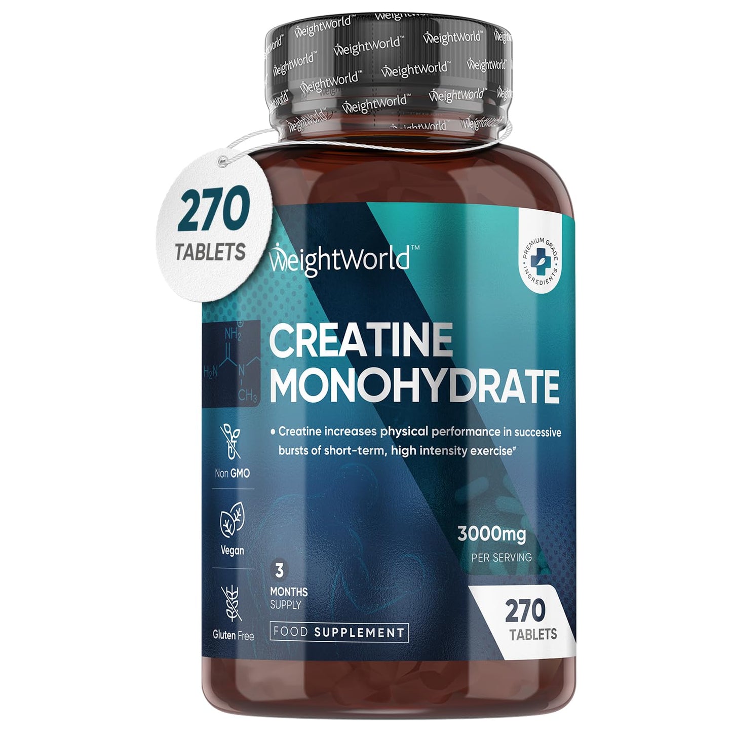 Creatine Monohydrate 3000mg - 270 Tablets - Gym Energy Supplement for Men & Women - Maple Wellness Supplements