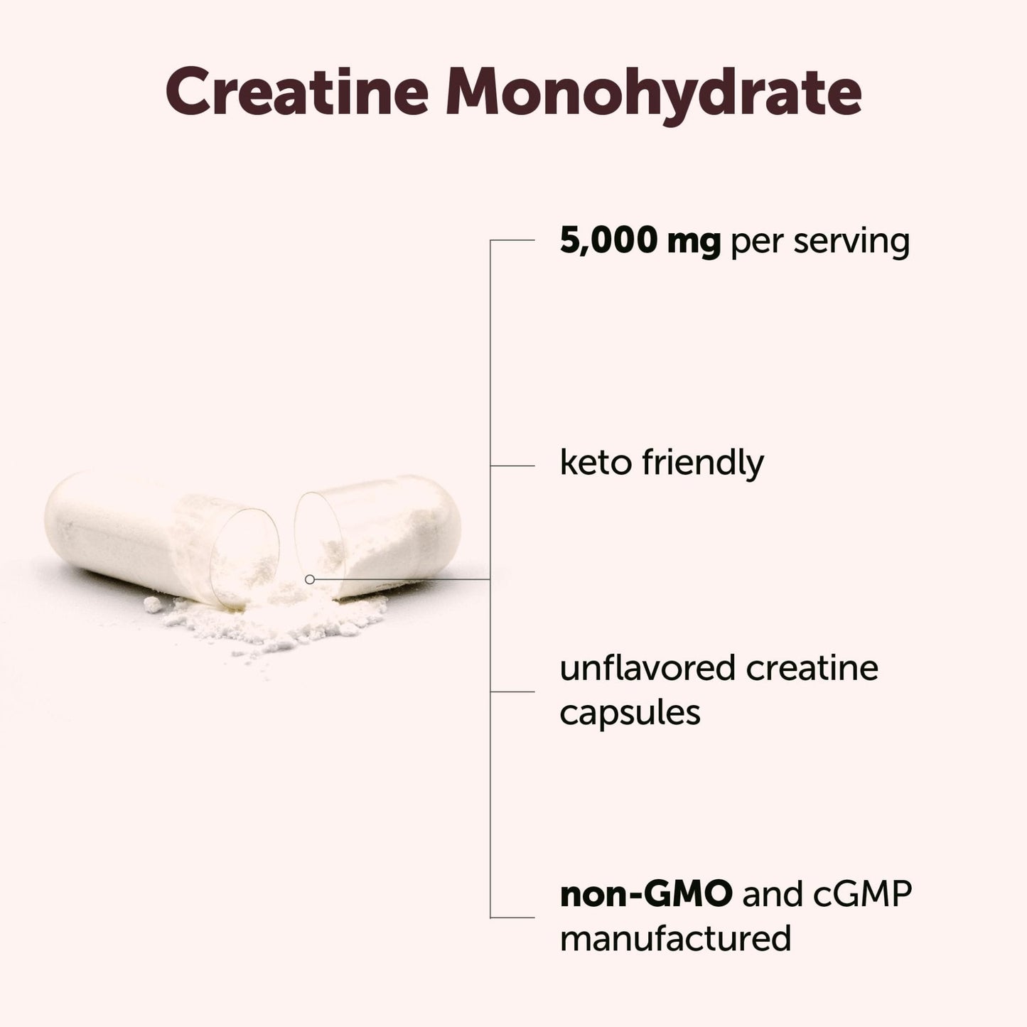 Creatine Monohydrate 5,000mg, 500 Capsules | Pure Creatine Pills – Micronized + Unflavored Powder Source, Easy Absorption | Keto, Non-GMO - Maple Wellness Supplements