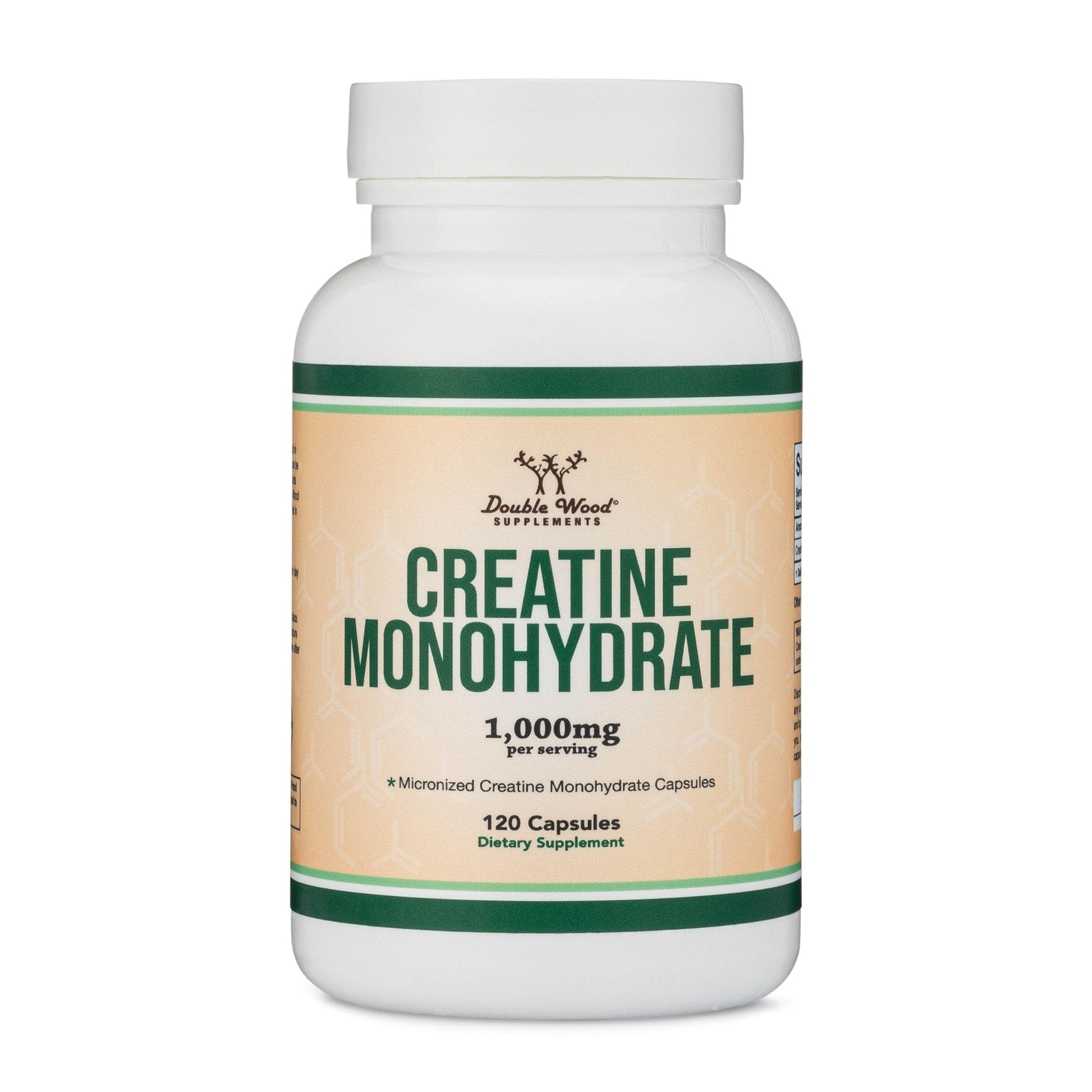 Creatine Monohydrate Capsules - 1g per Serving, 120 Count - No Fillers, Vegan Safe, Non-GMO, Gluten Free by Double Wood - Maple Wellness Supplements