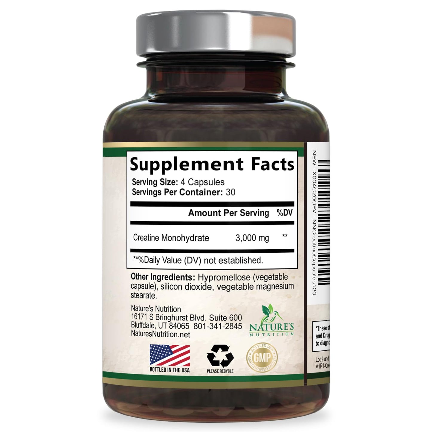 Creatine Monohydrate Capsules 3000mg Per Serving – Micronized Creatine Powder - Supports Lean Muscle, Strength, Energy, & Endurance - Nature's Supplement, Non-GMO, Bottled in USA - 120 Capsules - Maple Wellness Supplements