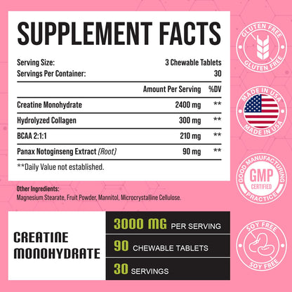 Creatine Monohydrate for Women, Creatine Supplement 3000mg, with Hydrolyzed - Maple Wellness Supplements