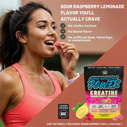 Creatine Monohydrate Gummies 5g - Raspberry Lemonade Flavored Creatine for Women and Men - Supplement for Muscle Gain, Strength, Energy, Cognitive Health, Pre and Post Workout, Recovery, (120 Gummies) - Maple Wellness Supplements