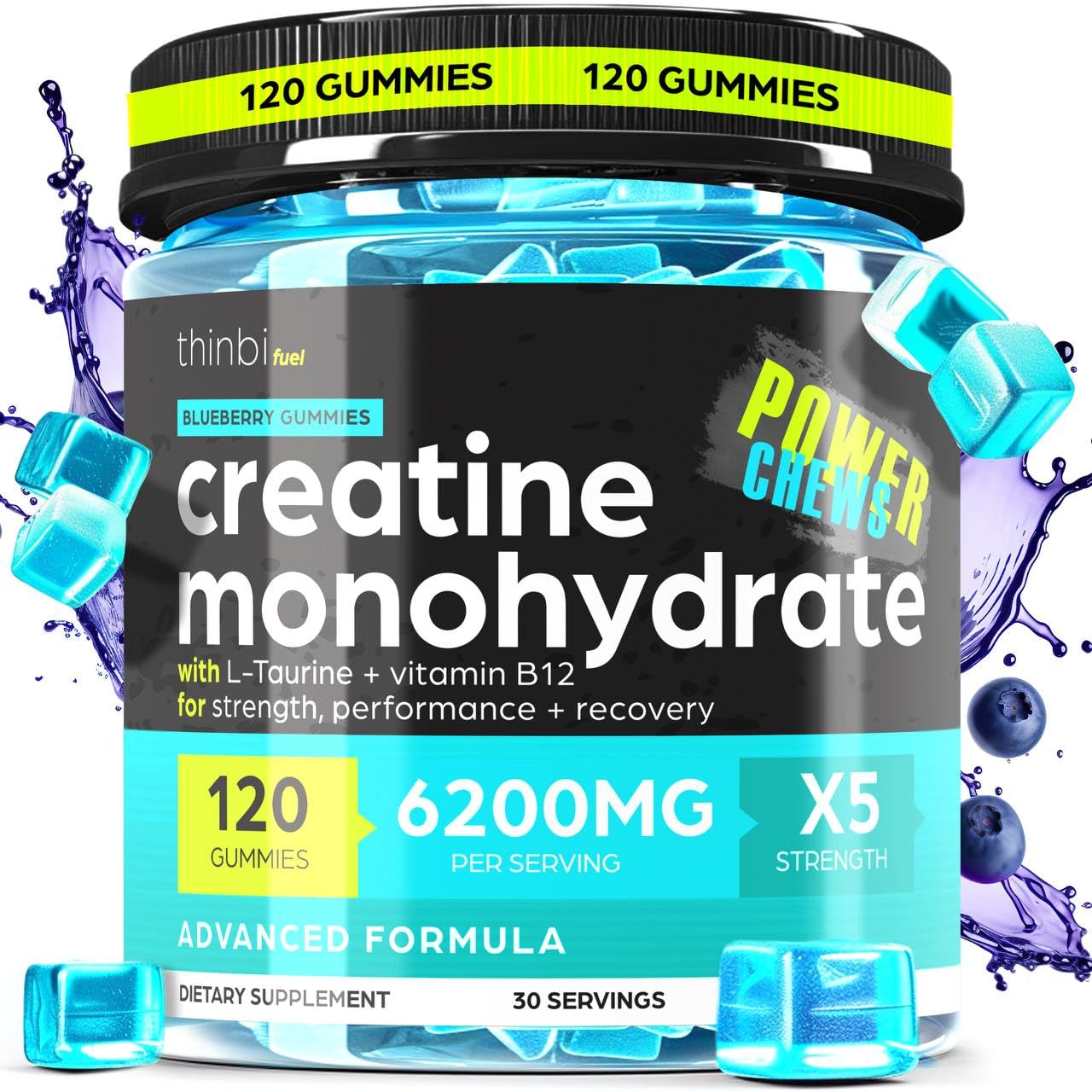 Creatine Monohydrate Gummies Complex 6200mg for Men & Women - 120 Gummies Advanced Formula W/L-Taurine + Vitamin B12 for Muscle Strength, Muscle Builder, Energy Boost - Maple Wellness Supplements