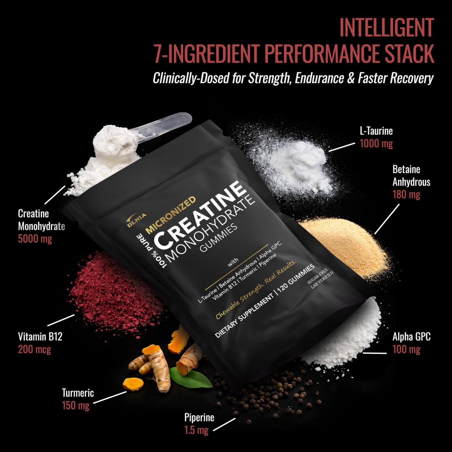 Creatine Monohydrate Gummies for Men & Women - Sugar Free & Vegan Advanced Formula W/L-Taurine + Vitamin B12 - for Muscle Strength, Muscles Builder, Recovery, - Maple Wellness Supplements