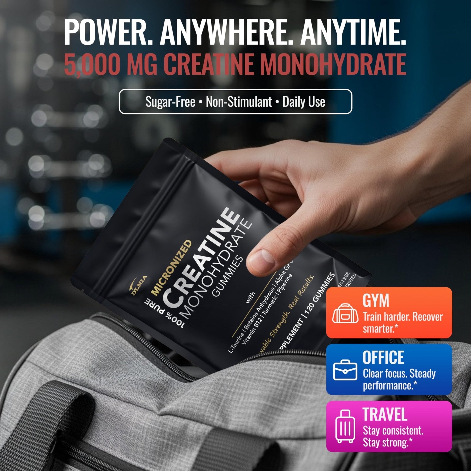 Creatine Monohydrate Gummies for Men & Women - Sugar Free & Vegan Advanced Formula W/L-Taurine + Vitamin B12 - for Muscle Strength, Muscles Builder, Recovery, - Maple Wellness Supplements