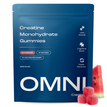 Creatine Monohydrate Gummies - Supports Muscle Growth, Recovery & Brain Function - Convenient & Easy to Take - Great Tasting Watermelon Flavor - Maple Wellness Supplements