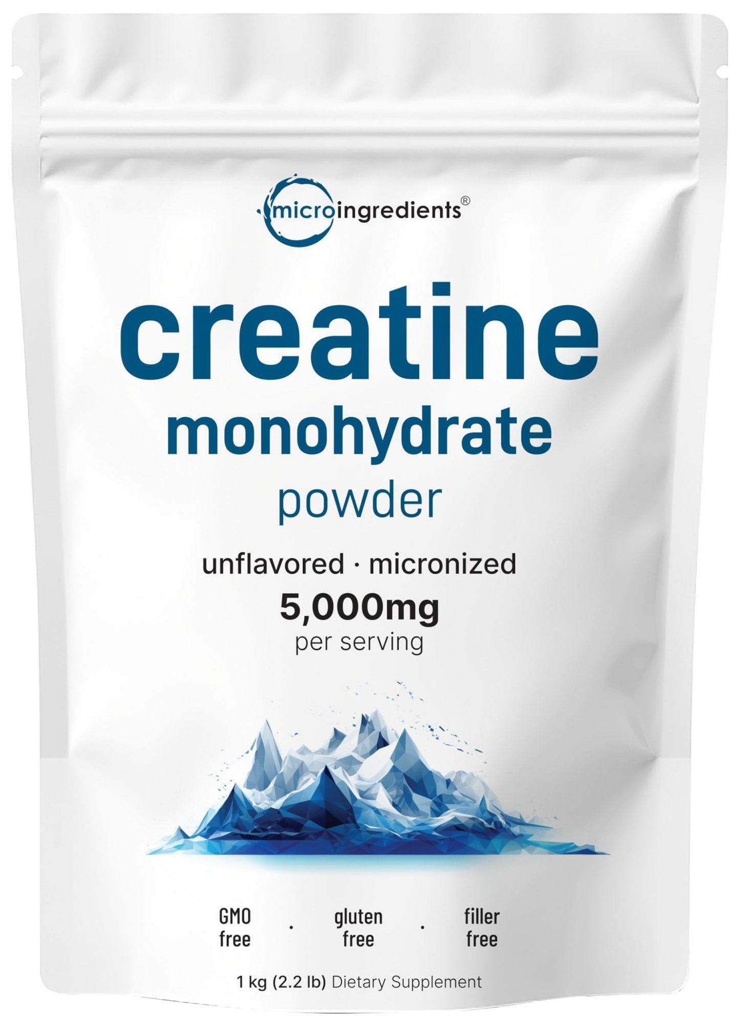 Creatine Monohydrate Powder 1 kg (2.2 Lbs), 5000mg Per Serv, Micronized Creatine Powder, Unflavored, Pure, No Filler, Keto & Vegan Friendly, Easy Dissolve Pre Workout Creatine for Women and Men - Maple Wellness Supplements