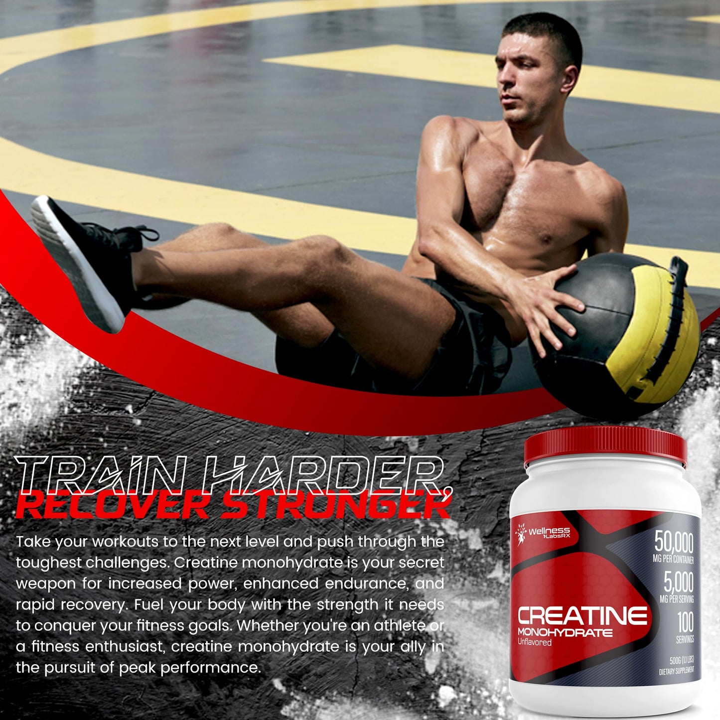 Creatine Monohydrate Powder - 5000mg Micronized for Muscle Growth, Enhanced - Maple Wellness Supplements
