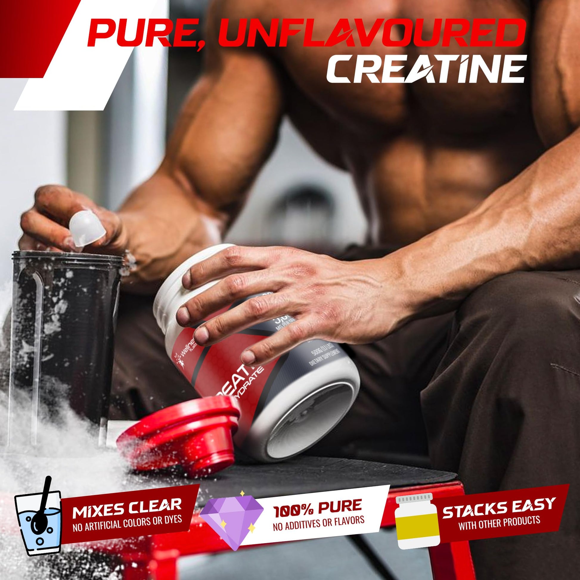 Creatine Monohydrate Powder - 5000mg Micronized for Muscle Growth, Enhanced - Maple Wellness Supplements
