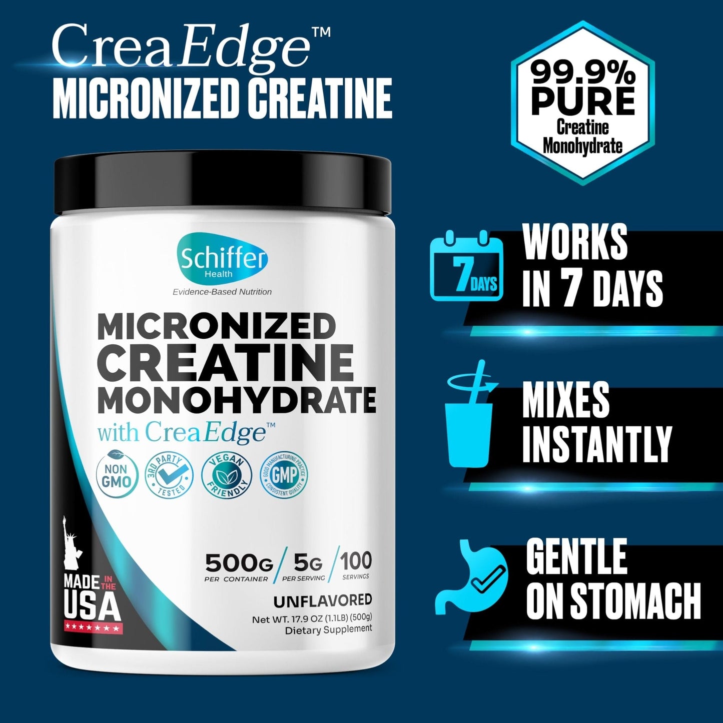 Creatine Monohydrate Powder 500g – Supports Muscle Growth, Strength & Cognitive Function*, 5g per Serv - 100 Servings, Pure Micronized Creatine for Enhanced Performance, Unflavored, 17.9 oz - Maple Wellness Supplements