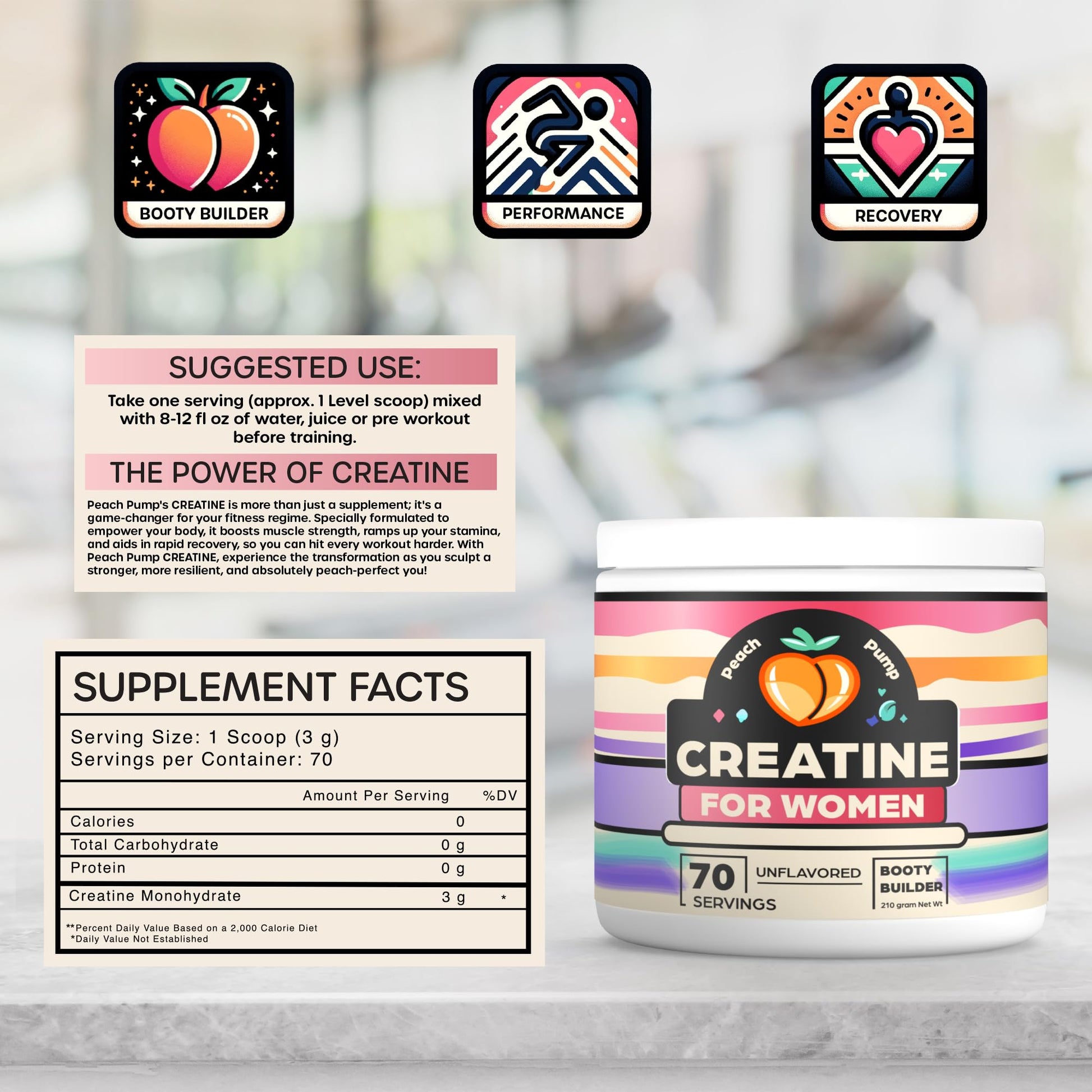 Creatine Supplement for Women's Booty Gains - Unflavored Micronized Creatine - Maple Wellness Supplements