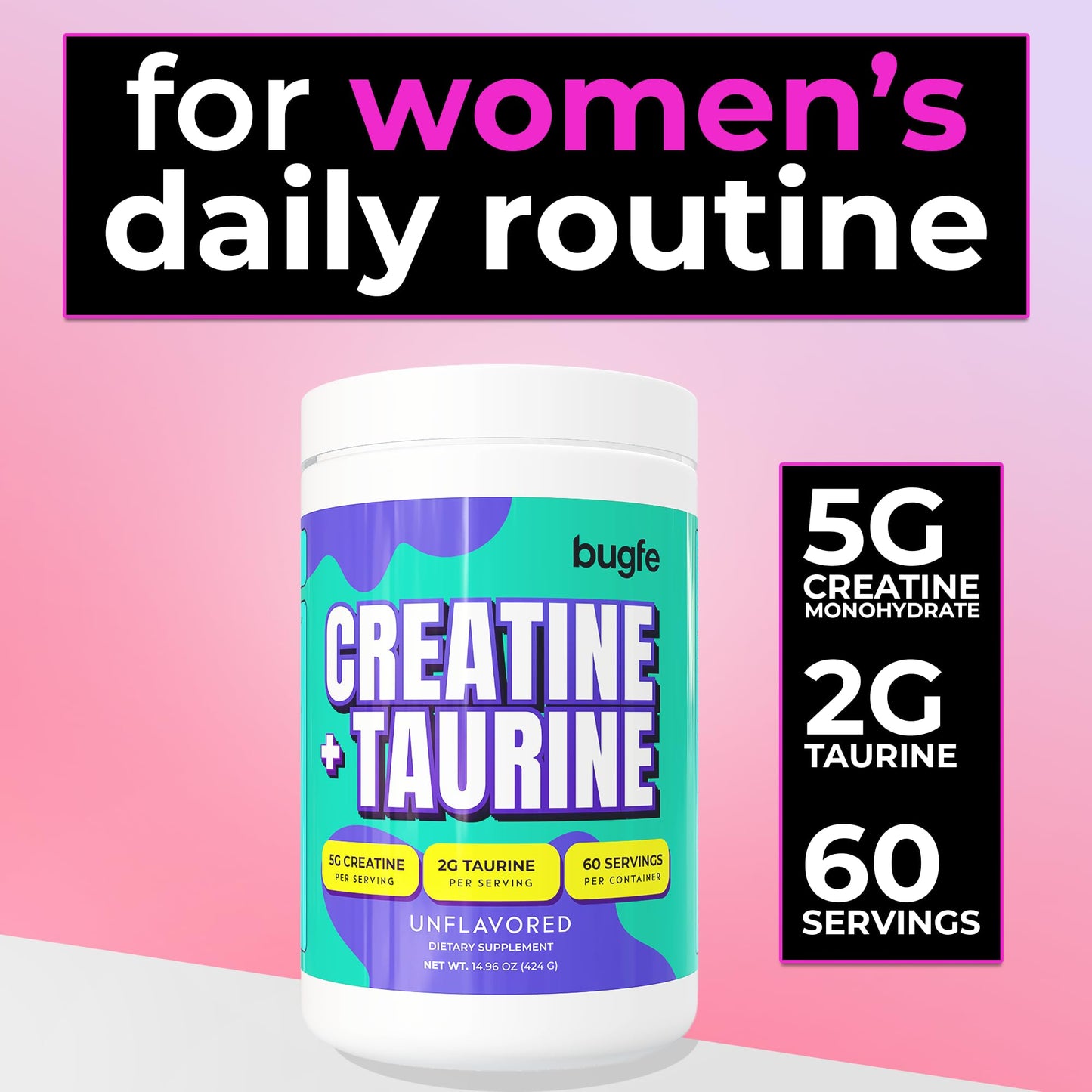 Creatine with Taurine for Women & Men - Unflavored Micronized Creatine Monohydrate Plus Taurine Powder to Support Muscle Strength, Recovery & Brain Health (60 Servings) - Maple Wellness Supplements