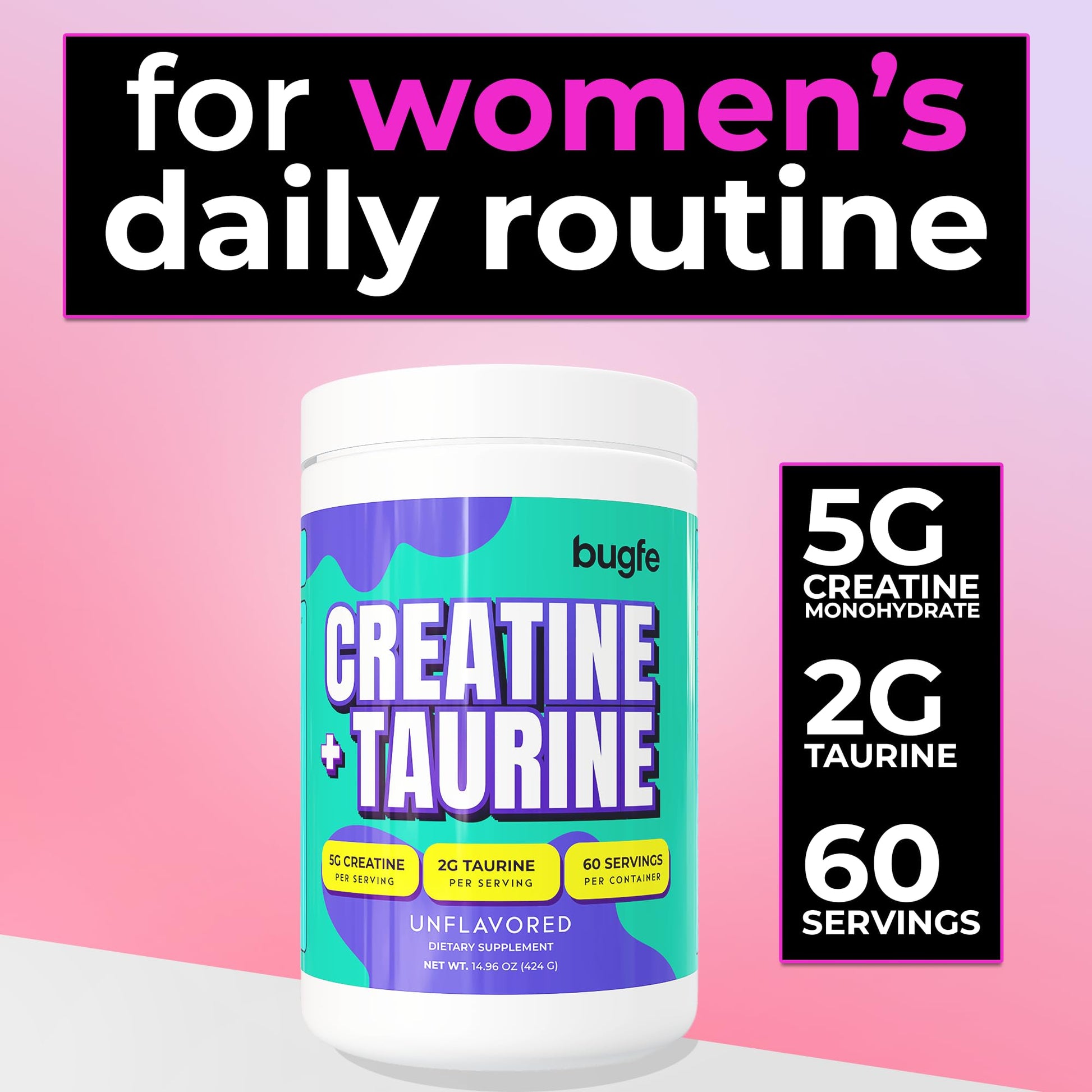 Creatine with Taurine for Women & Men - Unflavored Micronized Creatine Monohydrate Plus Taurine Powder to Support Muscle Strength, Recovery & Brain Health (60 Servings) - Maple Wellness Supplements
