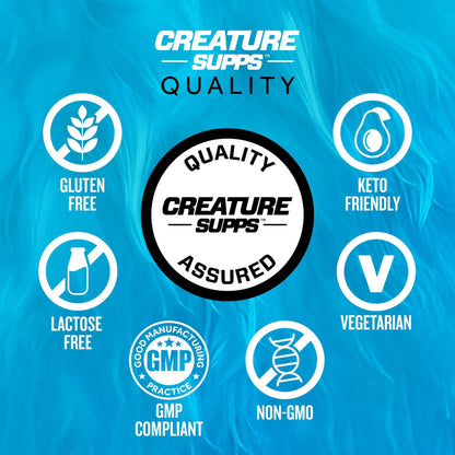 CREATURE® Creatine Complex - Creatine Monohydrate Capsules with 5 Types of Creatine Including Con-Crēt® Creatine HCL, Promotes Muscle, Strength, Endurance, Brain Health, 180 Veggie Caps, 60 Servings - Maple Wellness Supplements