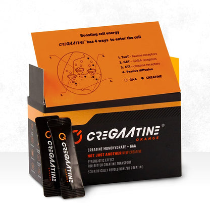 CreGAAtine Micronized Creatine Monohydrate + GAA | Increase Strength, No Water Retention | Boosts Memory & Focus | Single-Serve Packets | 60 Sachets, 30 Servings | (Sachets, Orange) - Maple Wellness Supplements
