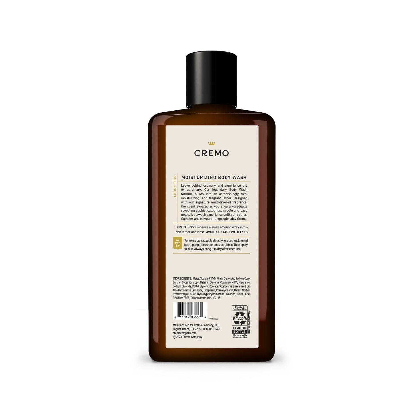 Cremo Body Wash for Men, Rich-Lathering Italian Bergamot, 16 Fl Oz - Maple Wellness Supplements