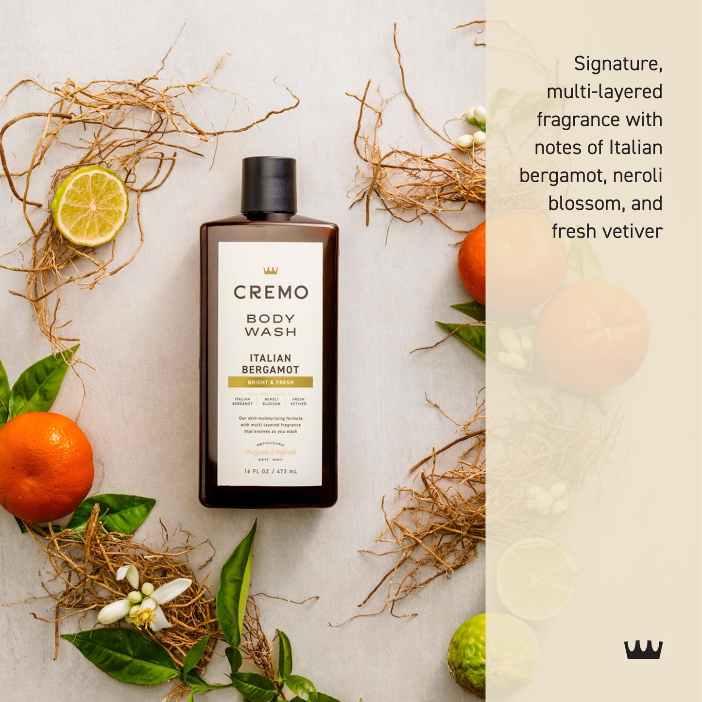 Cremo Body Wash for Men, Rich-Lathering Italian Bergamot, 16 Fl Oz - Maple Wellness Supplements