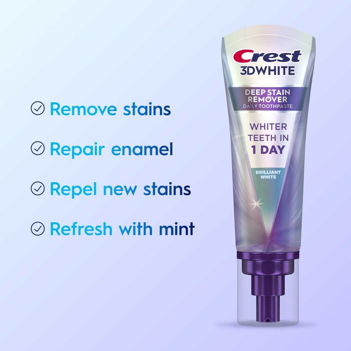 Crest 3DWhite Brilliance Deep Stain Remover Brilliant White Toothpaste - 3.1oz/2pk - Maple Wellness Supplements