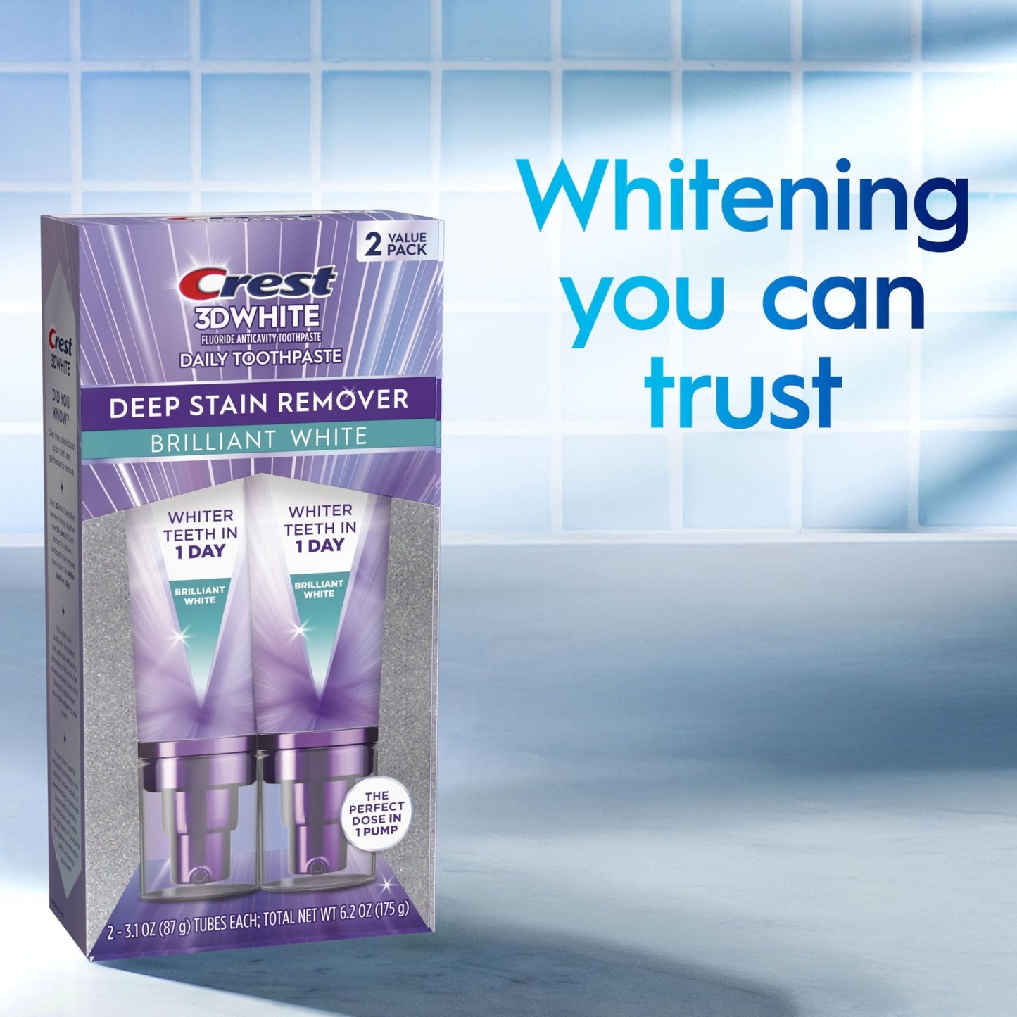 Crest 3DWhite Brilliance Deep Stain Remover Brilliant White Toothpaste - 3.1oz/2pk - Maple Wellness Supplements