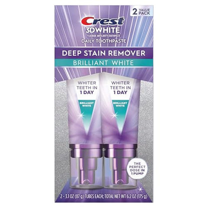 Crest 3DWhite Brilliance Deep Stain Remover Brilliant White Toothpaste - 3.1oz/2pk - Maple Wellness Supplements