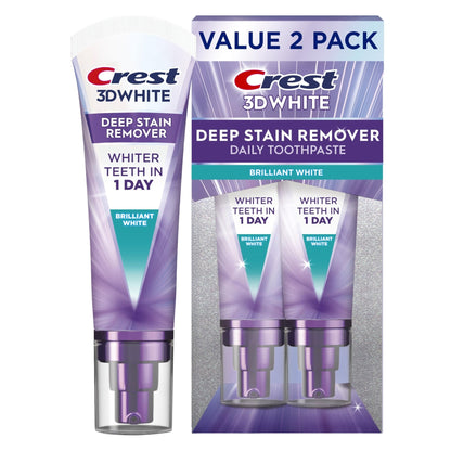 Crest 3DWhite Brilliance Deep Stain Remover Brilliant White Toothpaste - 3.1oz/2pk - Maple Wellness Supplements