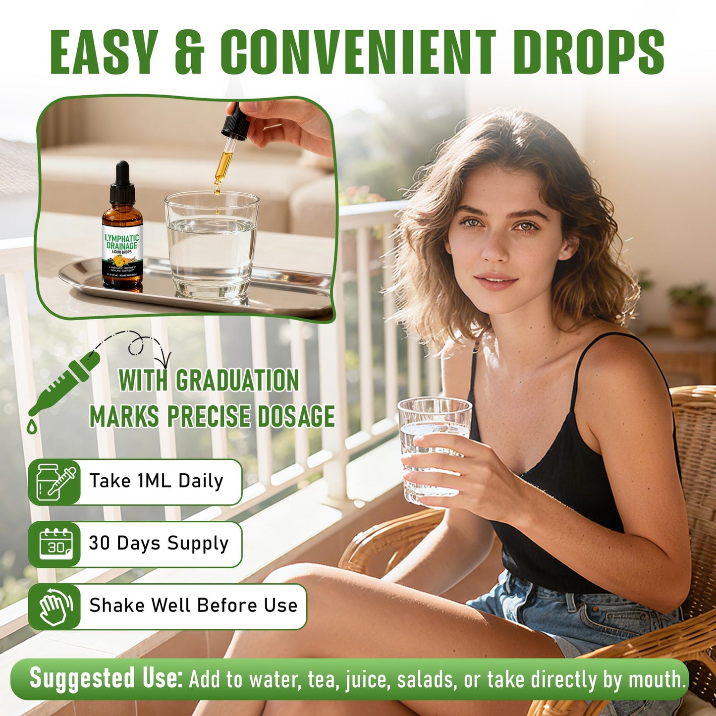 Crobirware Lymphatic Drainage Drops - Herbal Lymph System Cleanse & Immune Support - Liquid with Echinacea, Elderberry, Ginger & Burdock Root - Vegan, Alcohol-Free, 1oz - Maple Wellness Supplements