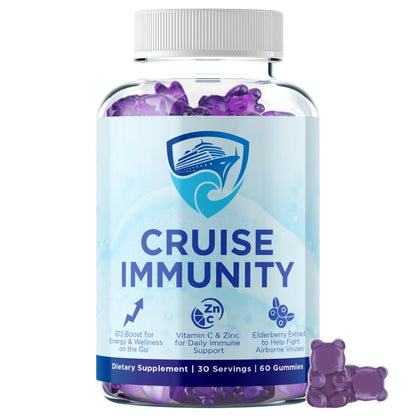 CRUISE IMMUNITY Immune Support Gummies for Cruisers with Vitamin C, B12, Zinc, Elderberry Extract, 60 Gummies, 30 Servings - Maple Wellness Supplements