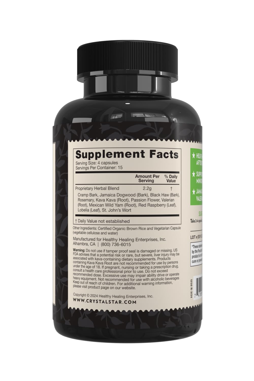 Crystal Star Muscle Relax (60 Capsules) – Herbal Relief from Sore Muscles, Cramps & Spasms – Valerian Root, Jamaica Dogwood & Cramp Bark - Non-GMO - Maple Wellness Supplements