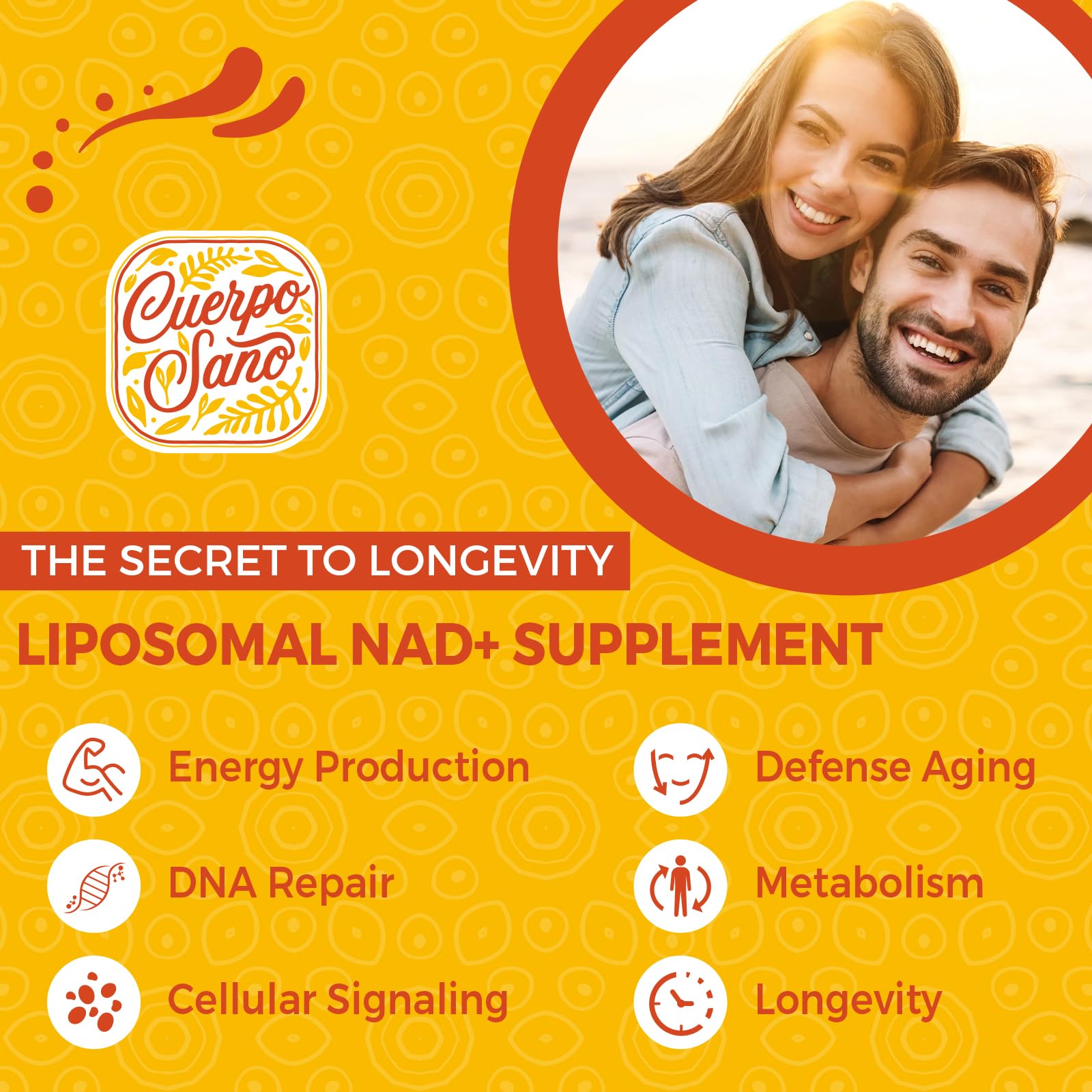 Cuerpo Sano 2000 MG NAD Supplement, Liposomal NAD+ with High Absorption, More Efficient Than Nicotinamide Riboside, Pure & Plus Boosting Supplement, Aging Defense, Metabolism & Cellular, 60 softgels - Maple Wellness Supplements