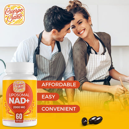 Cuerpo Sano 2000 MG NAD Supplement, Liposomal NAD+ with High Absorption, More Efficient Than Nicotinamide Riboside, Pure & Plus Boosting Supplement, Aging Defense, Metabolism & Cellular, 60 softgels - Maple Wellness Supplements