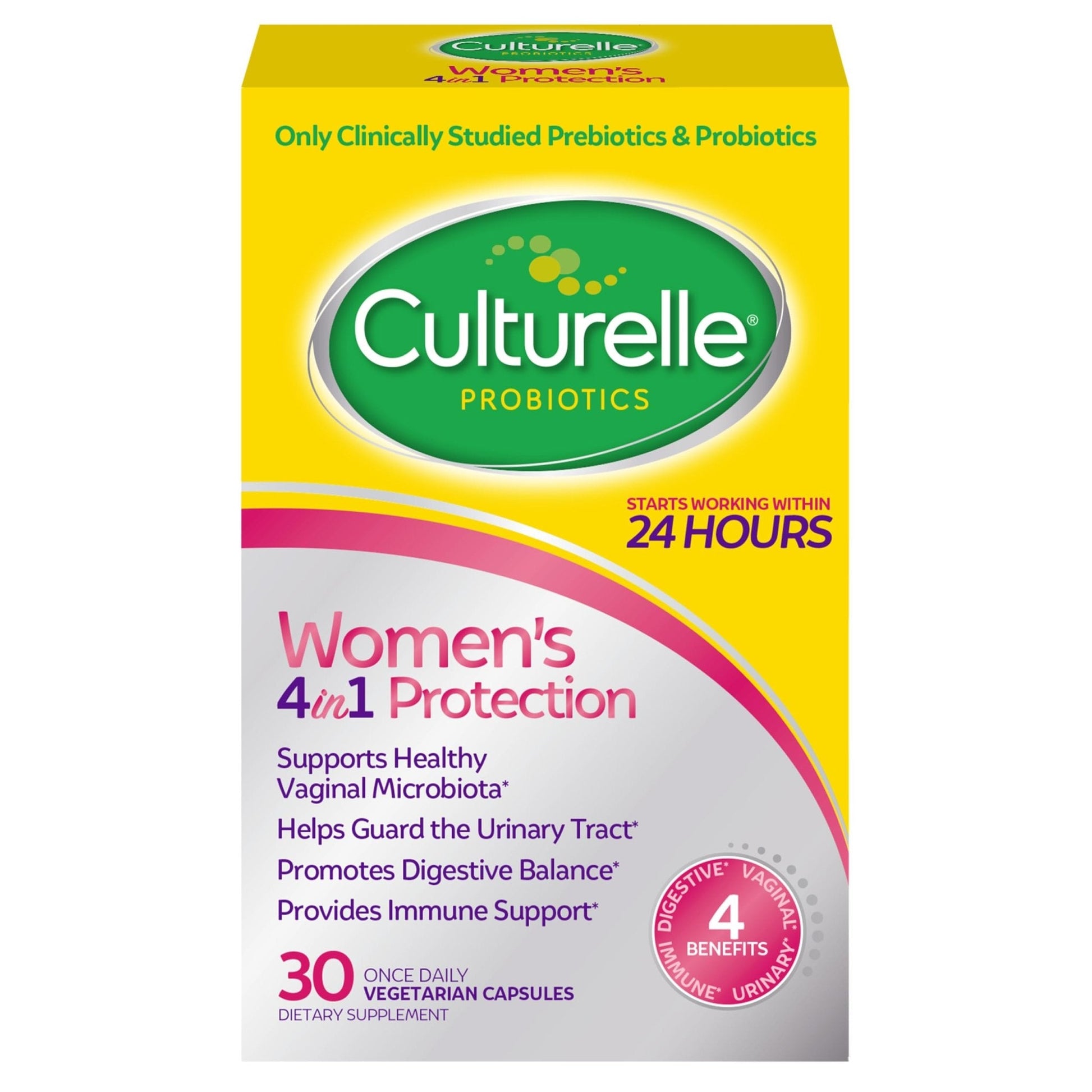 Culturelle 4-in-1 Probiotics for Women, Daily Probiotic & Prebiotic Supplement to Support Vaginal Health, Digestive Health, Immune Health - Maple Wellness Supplements