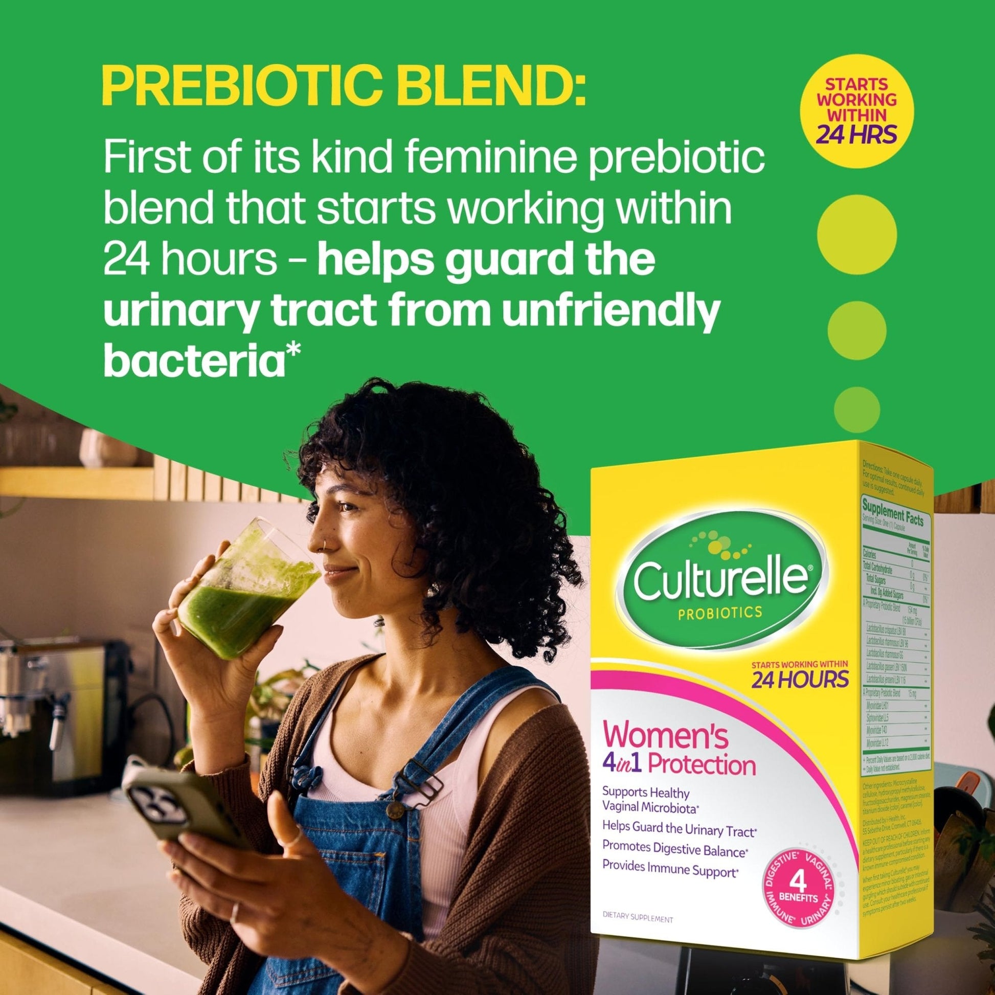 Culturelle 4-in-1 Probiotics for Women, Daily Probiotic & Prebiotic Supplement to Support Vaginal Health, Digestive Health, Immune Health - Maple Wellness Supplements