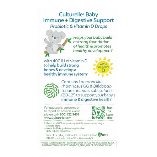Culturelle Baby Probiotic Drops + Vitamin D, Immune & Digestive Health Support for Babies, Infants & Newborns 0-12 Months - Maple Wellness Supplements