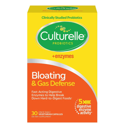 Culturelle Bloating & Gas Defense, Digestive Enzymes & Probiotics for Digestive Health, 30 Capsules, Supports Occasional Indigestion & Discomfort - Maple Wellness Supplements