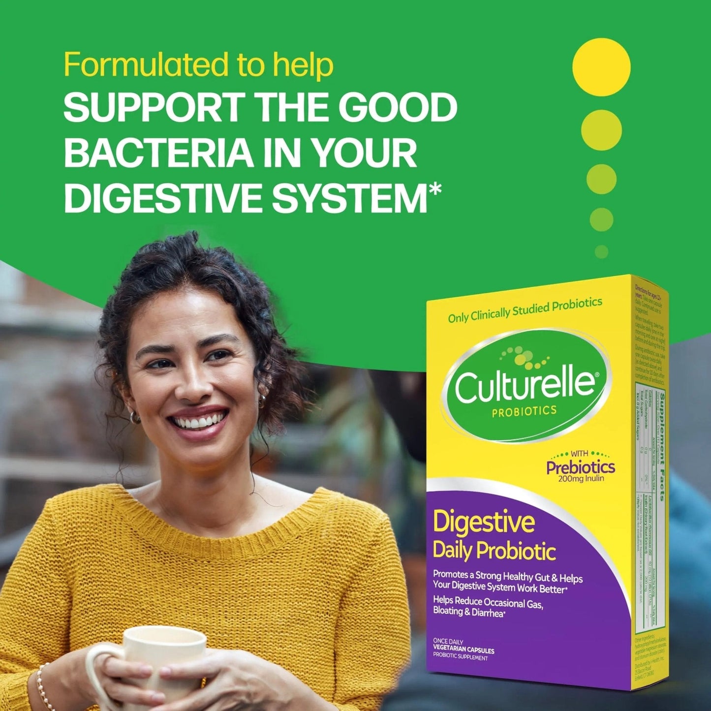 Culturelle Daily Probiotic Capsules For Men & Women, Most Clinically Studied Probiotic Strain, Digestive & Gut Health, Supports Occasional Diarrhea, Gas & Bloating, 1 Month Supply, 30 CT - Maple Wellness Supplements