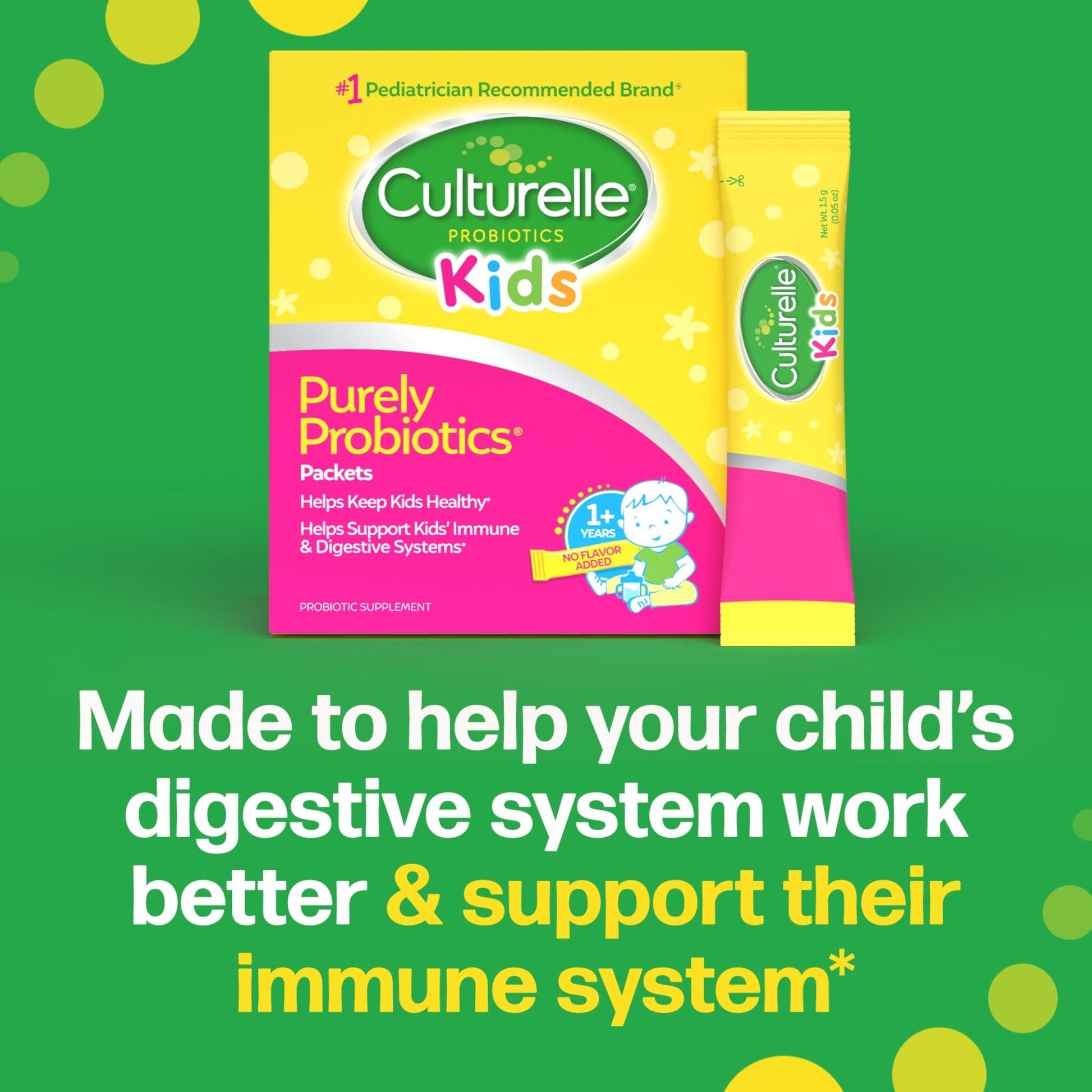 Culturelle Kids Daily Probiotic Packets for Kids, (Ages 3+) - 50 Count – From the 1 Pediatrician-Recommended Brand – Flavorless Daily Probiotics - Maple Wellness Supplements