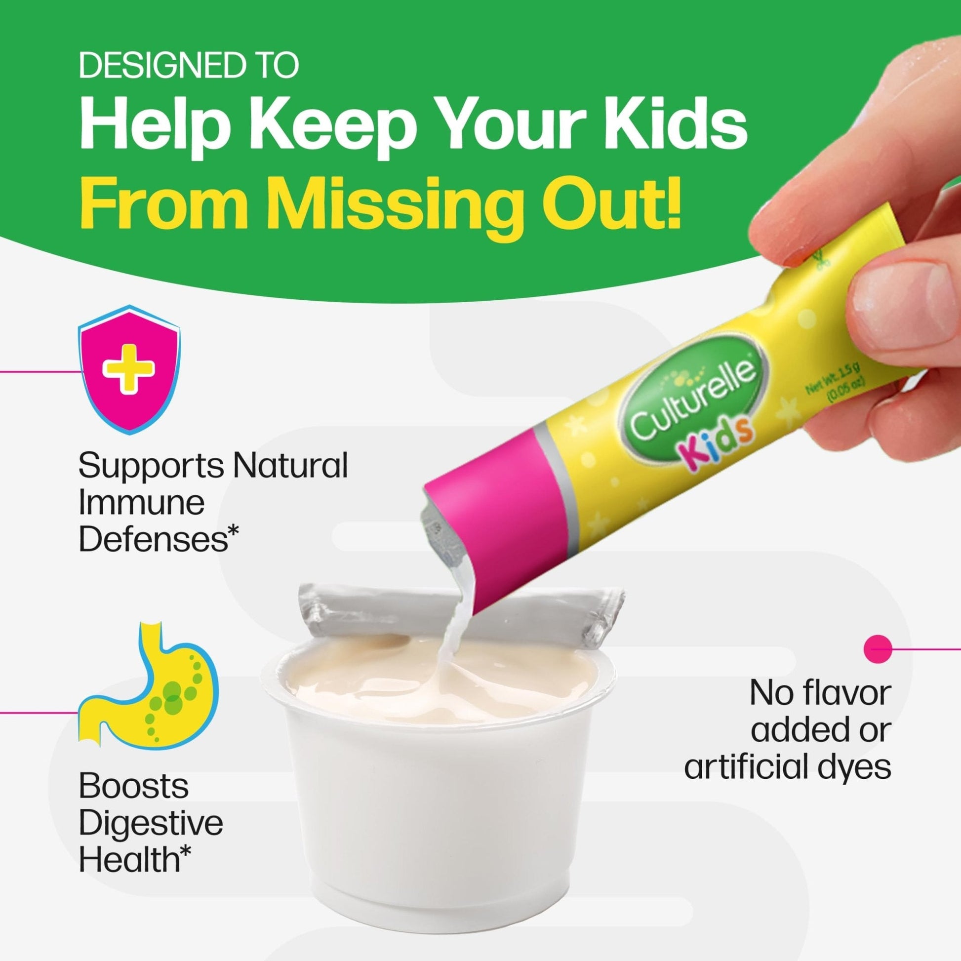 Culturelle Kids Daily Probiotic Packets for Kids, (Ages 3+) - 50 Count – From the 1 Pediatrician-Recommended Brand – Flavorless Daily Probiotics - Maple Wellness Supplements
