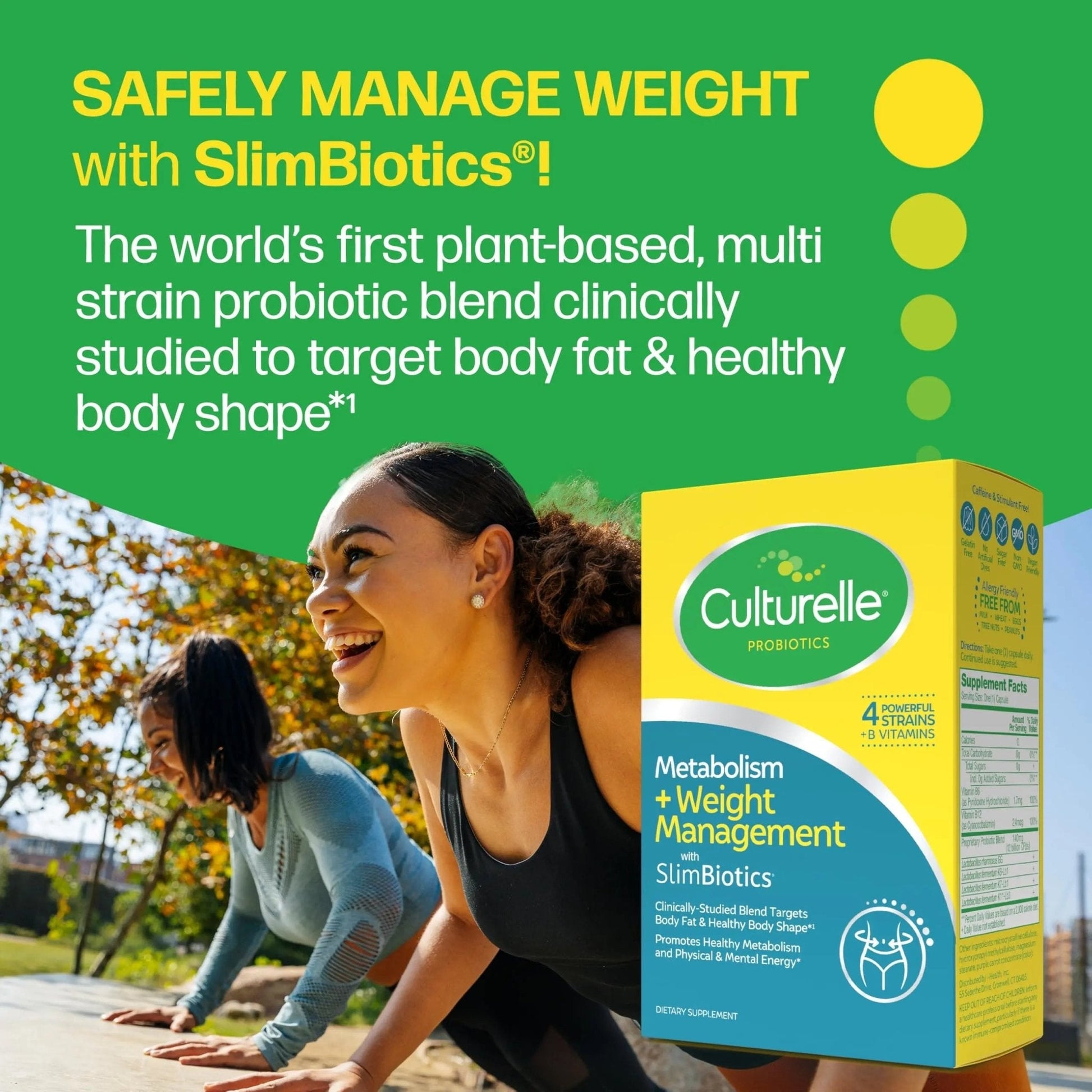 Culturelle Metabolism + Weight Management with SlimBiotics® Probiotic Capsules – 30 Count – Helps Safely Manage Weight - Promotes Healthy Metabolism and Physical & Mental Energy - Maple Wellness Supplements