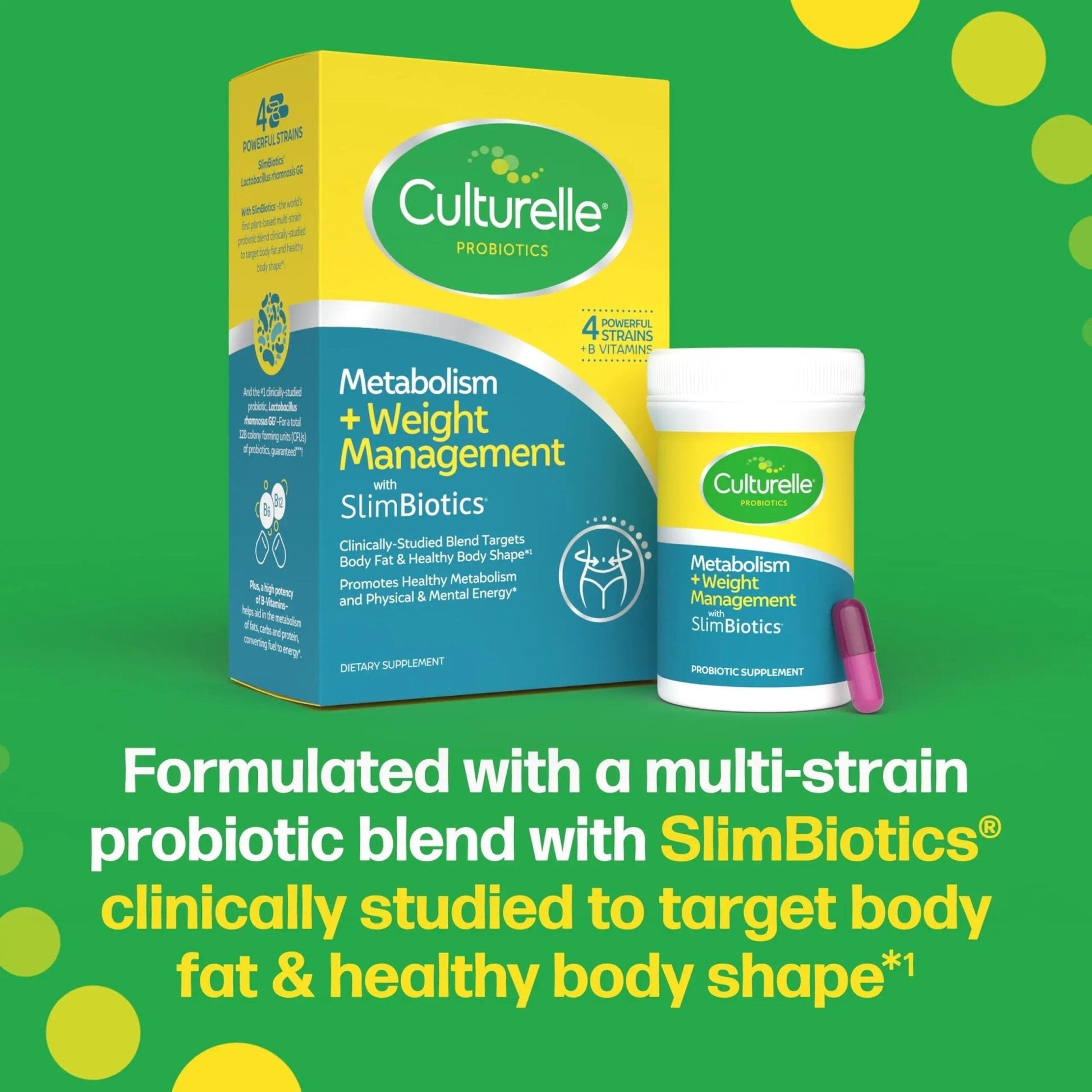 Culturelle Metabolism + Weight Management with SlimBiotics® Probiotic Capsules – 30 Count – Helps Safely Manage Weight - Promotes Healthy Metabolism and Physical & Mental Energy - Maple Wellness Supplements