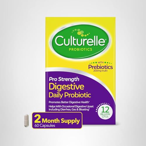 Culturelle Pro Strength Daily Probiotics For Digestive Health (2 Month Supply) with Prebiotics for Women & Men, Supports Occasional Diarrhea - Maple Wellness Supplements