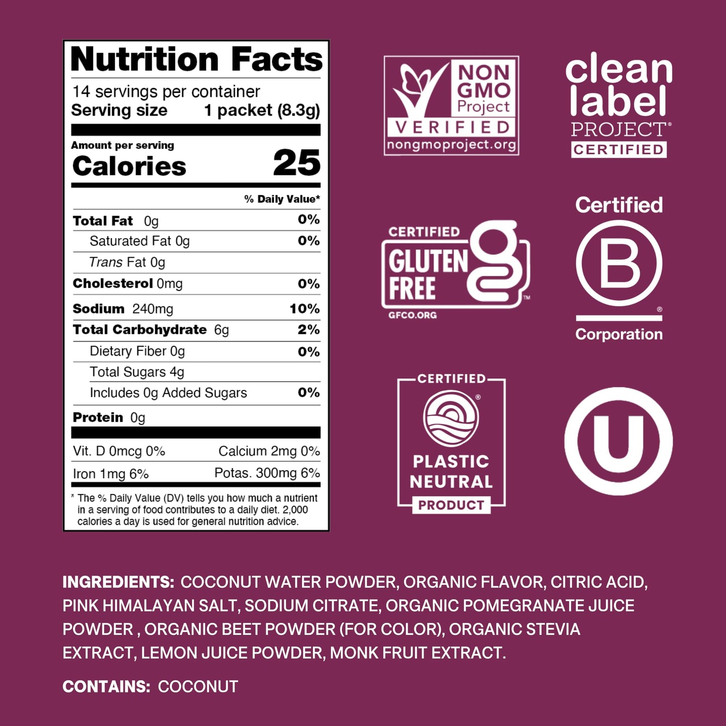 Cure Hydration | Plant-Based Electrolyte Drink Mix | No Added Sugar | FSA-HSA | Dehydration Relief Powder Made with Coconut Water | Non-GMO | Vegan - Maple Wellness Supplements