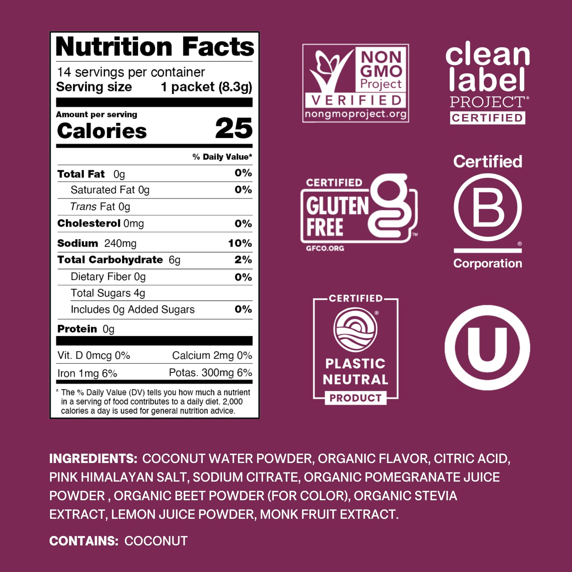 Cure Hydration | Plant-Based Electrolyte Drink Mix | No Added Sugar | FSA-HSA | Dehydration Relief Powder Made with Coconut Water | Non-GMO | Vegan - Maple Wellness Supplements